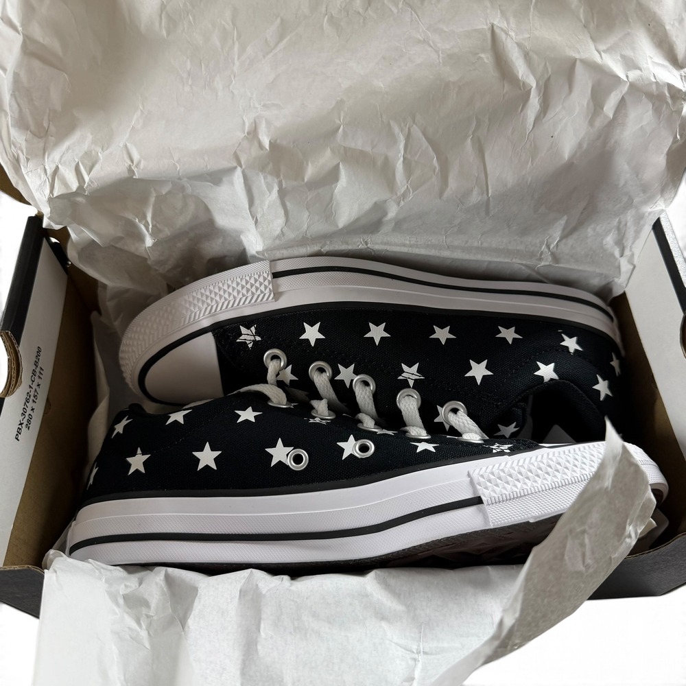 Converse CTAS Street Slip Black White Star Print Sneakers A17173F Mens 4.5 W 6.5